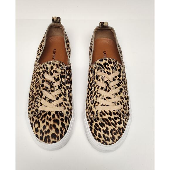 Lucky Brand Dansbey Cheetah Print Casual Sneakers Shoes Color Brown Size US 7.5M - Picture 1 of 15